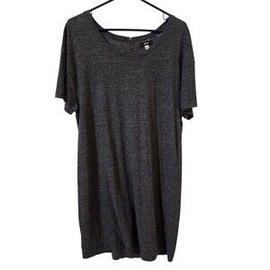 BDG Urban Outfitters T-shirt Dress M Gray Linen Blend Zip Back Short Sleeve H18
